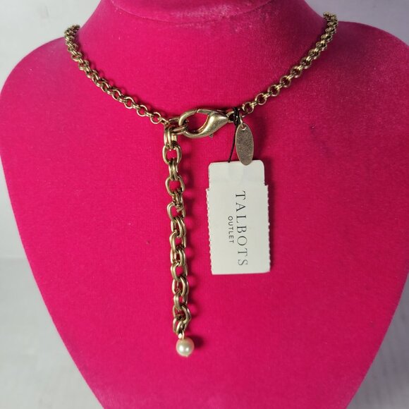 Talbots Gold-Tone Double-Layer Necklace With Faux Pearls - Picture 3 of 4